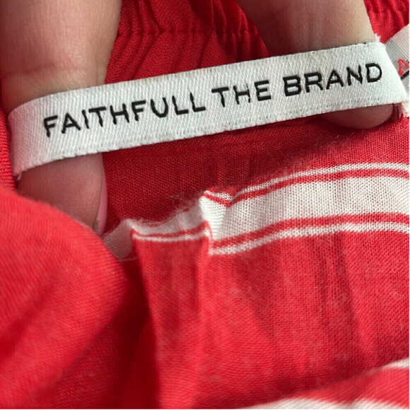 Revolve faithful the brand off the shoulder striped shirt roll up sleeve sz lg - Picture 4 of 14